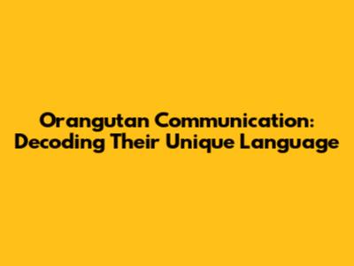Orangutan Communication: Decoding Their Unique Language