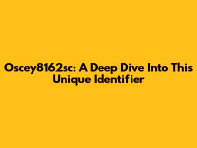 Oscey8162sc: A Deep Dive Into This Unique Identifier
