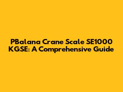 PBalana Crane Scale SE1000 KGSE: A Comprehensive Guide