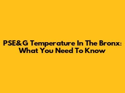PSE&G Temperature In The Bronx: What You Need To Know