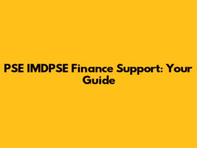 PSE IMDPSE Finance Support: Your Guide