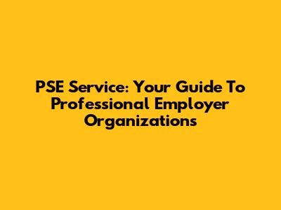 PSE Service: Your Guide To Professional Employer Organizations