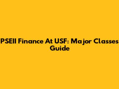 PSEII Finance At USF: Major Classes Guide