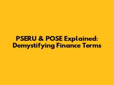 PSERU & POSE Explained: Demystifying Finance Terms