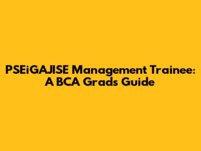 PSEiGAJISE Management Trainee: A BCA Grad's Guide