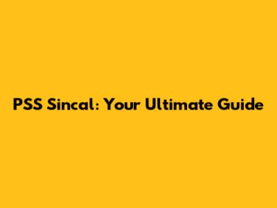 PSS Sincal: Your Ultimate Guide