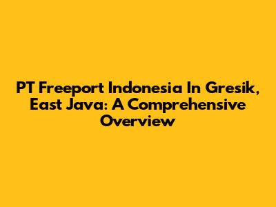 PT Freeport Indonesia In Gresik, East Java: A Comprehensive Overview
