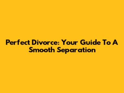 Perfect Divorce: Your Guide To A Smooth Separation