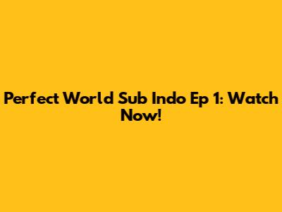 Perfect World Sub Indo Ep 1: Watch Now!