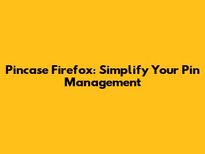 Pincase Firefox: Simplify Your Pin Management