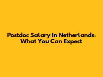 Postdoc Salary In Netherlands: What You Can Expect