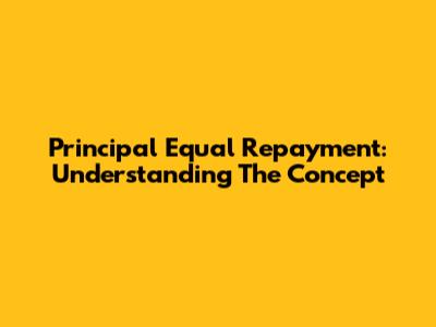 Principal Equal Repayment: Understanding The Concept