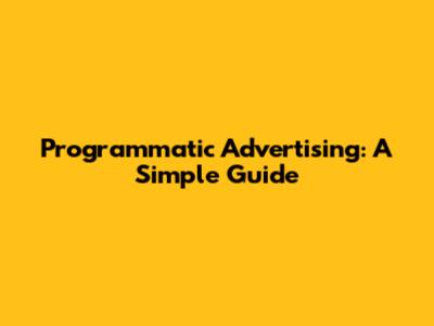 Programmatic Advertising: A Simple Guide