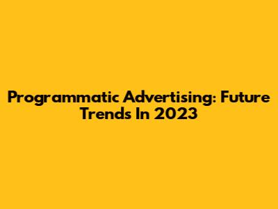 Programmatic Advertising: Future Trends In 2023