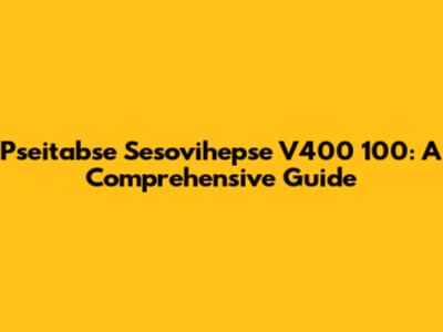 Pseitabse Sesovihepse V400 100: A Comprehensive Guide