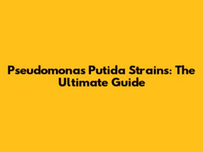 Pseudomonas Putida Strains: The Ultimate Guide