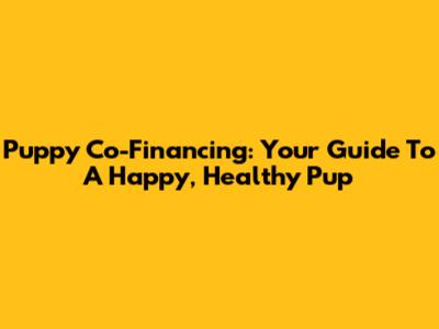 Puppy Co-Financing: Your Guide To A Happy, Healthy Pup