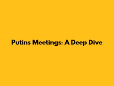 Putin's Meetings: A Deep Dive