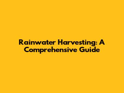 Rainwater Harvesting: A Comprehensive Guide