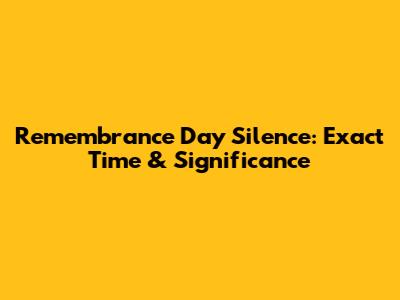Remembrance Day Silence: Exact Time & Significance