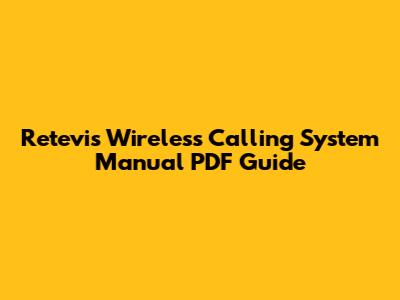 Retevis Wireless Calling System Manual PDF Guide