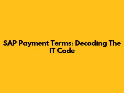 SAP Payment Terms: Decoding The IT Code