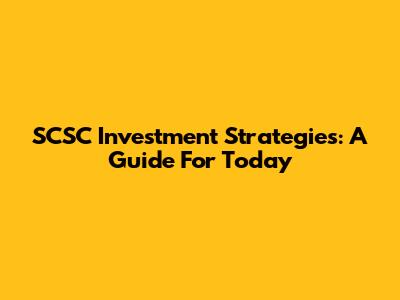 SCSC Investment Strategies: A Guide For Today