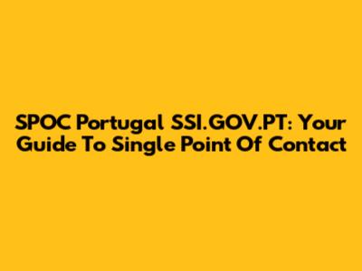 SPOC Portugal SSI.GOV.PT: Your Guide To Single Point Of Contact