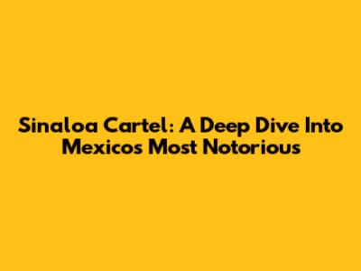 Sinaloa Cartel: A Deep Dive Into Mexico's Most Notorious