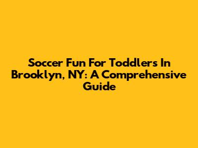 Soccer Fun For Toddlers In Brooklyn, NY: A Comprehensive Guide