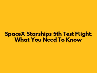 SpaceX Starship's 5th Test Flight: What You Need To Know
