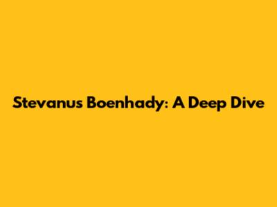 Stevanus Boenhady: A Deep Dive