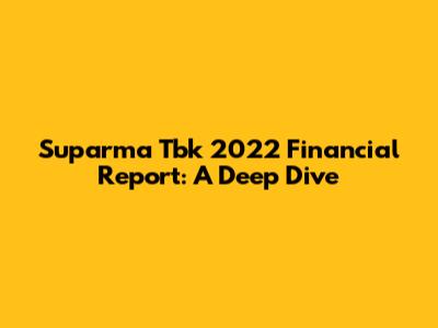 Suparma Tbk 2022 Financial Report: A Deep Dive