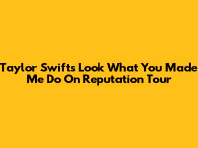 Taylor Swift's 'Look What You Made Me Do' On Reputation Tour