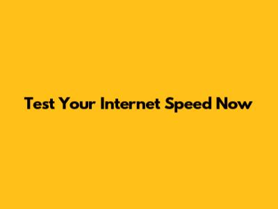 Test Your Internet Speed Now