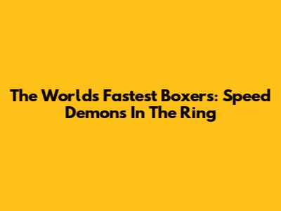 The World's Fastest Boxers: Speed Demons In The Ring