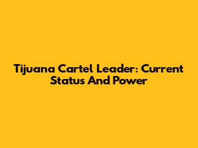 Tijuana Cartel Leader: Current Status And Power