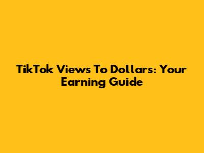 TikTok Views To Dollars: Your Earning Guide