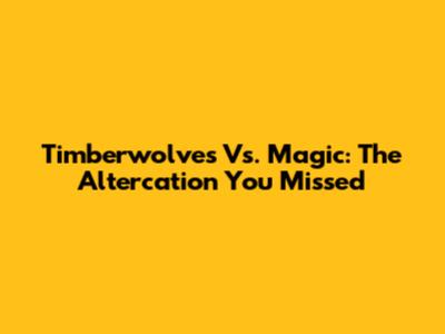 Timberwolves Vs. Magic: The Altercation You Missed