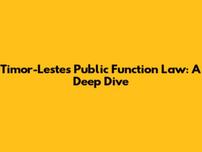 Timor-Leste's Public Function Law: A Deep Dive