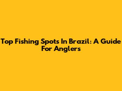Top Fishing Spots In Brazil: A Guide For Anglers