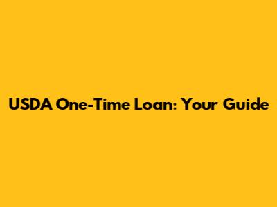 USDA One-Time Loan: Your Guide