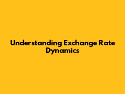 Understanding Exchange Rate Dynamics