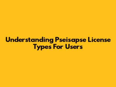 Understanding Pseisapse License Types For Users