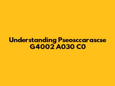 Understanding Pseosccarascse G4002 A030 C0