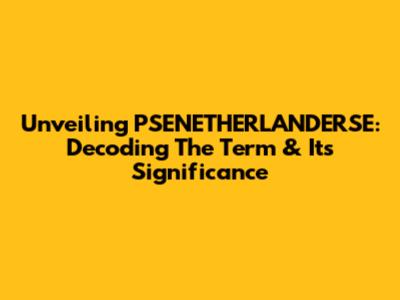 Unveiling 'PSENETHERLANDERSE': Decoding The Term & Its Significance