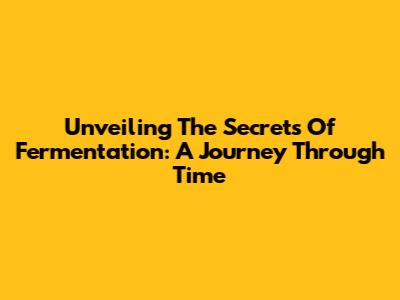 Unveiling The Secrets Of Fermentation: A Journey Through Time