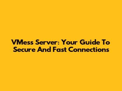 VMess Server: Your Guide To Secure And Fast Connections
