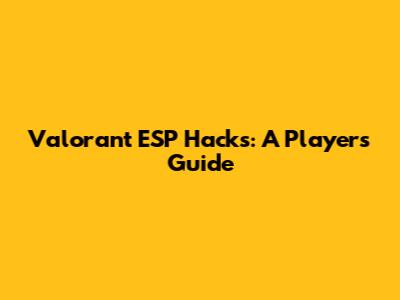 Valorant ESP Hacks: A Player's Guide