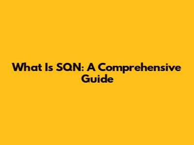 What Is SQN: A Comprehensive Guide